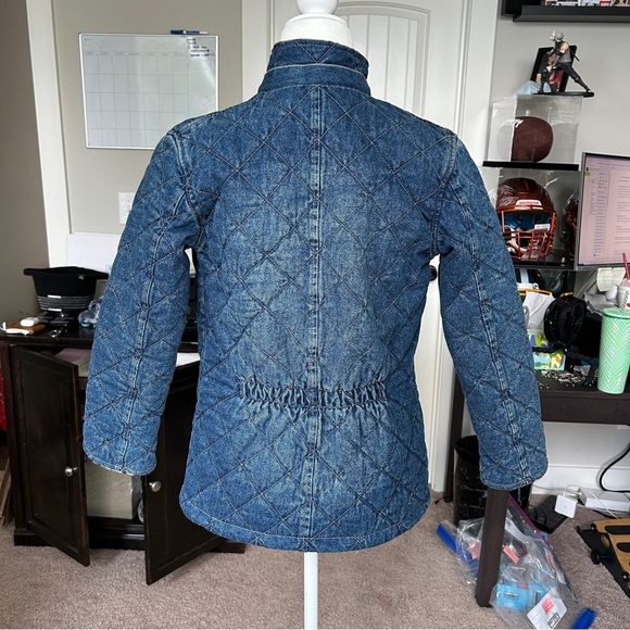 KC Collections Denim Blue Quilted Jacket Leopard Print Lining Zip Up Size 6X - Picture 6 of 11